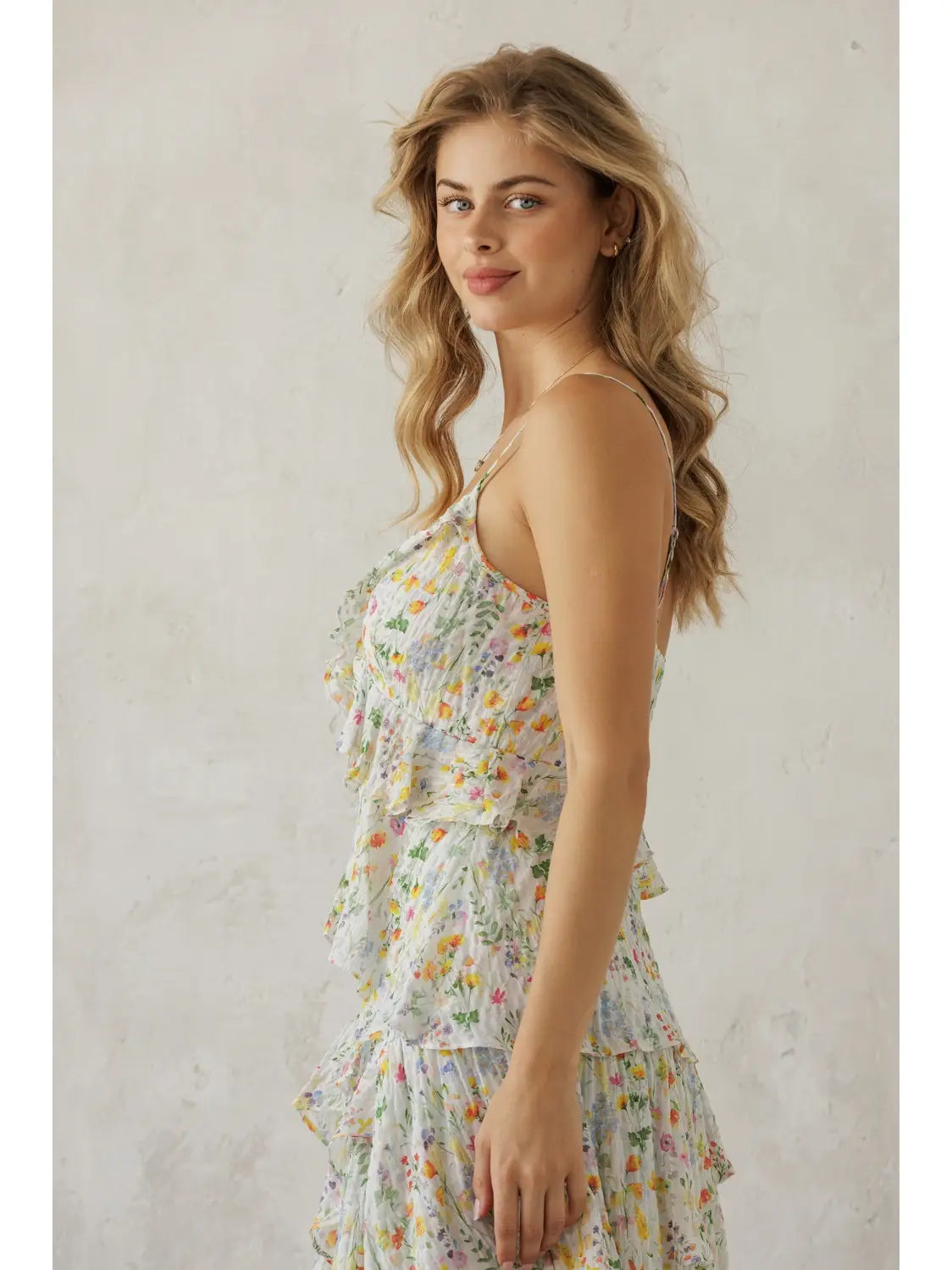 Aven Multi Floral Ruffle Cami Top