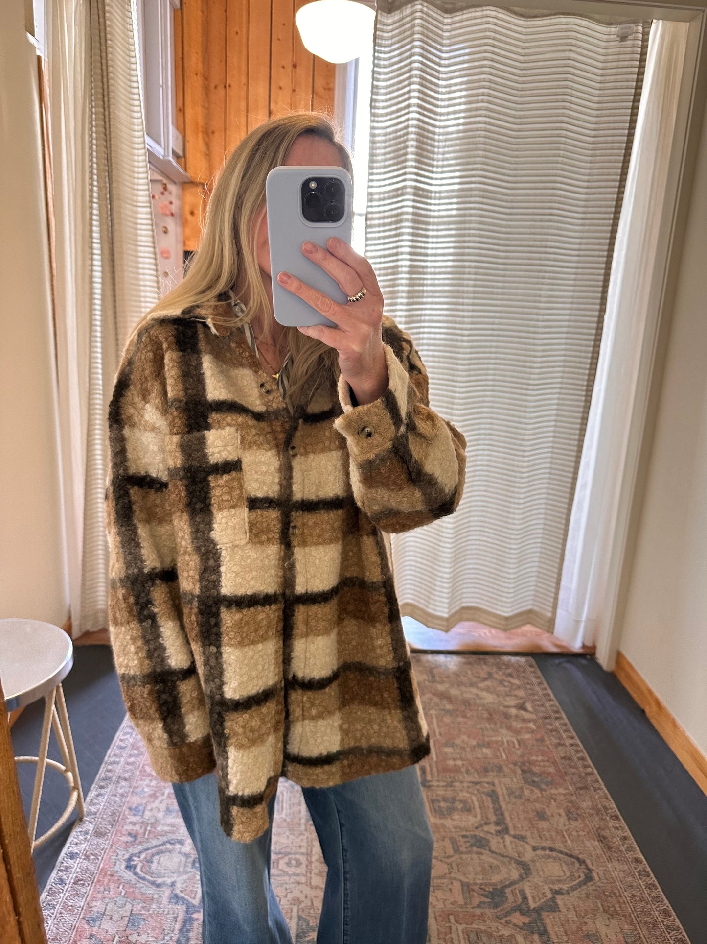Teddy Plaid Oversized Shacket