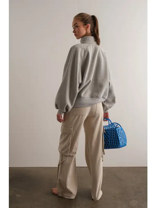 Piper Snap Button Collared Sweater Gray