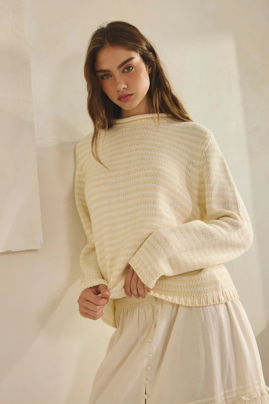 Scarlett Cozy Knit Sweater Top/Oatmeal