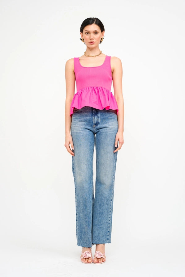 Amanda Mixed Media Peplum Top