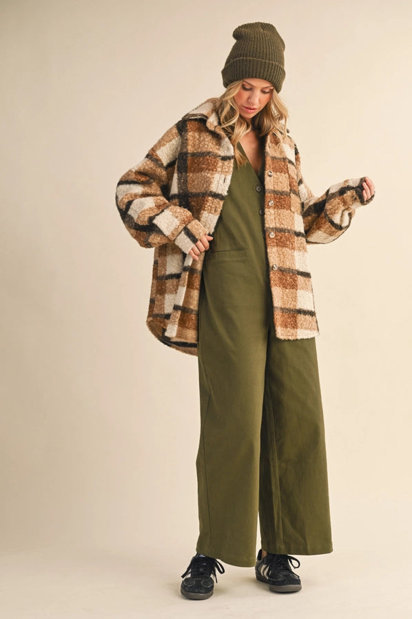 Teddy Plaid Oversized Shacket