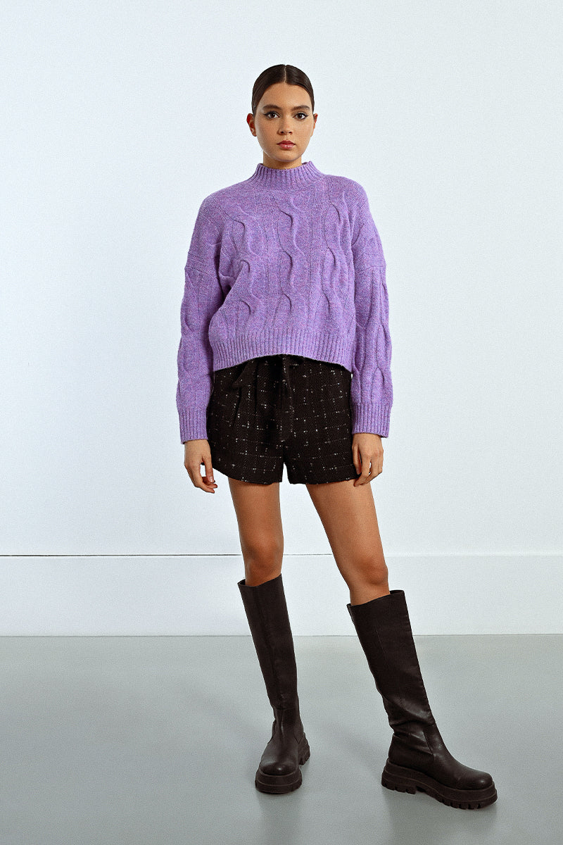 Payton Cable Knit Mock Neck Sweater