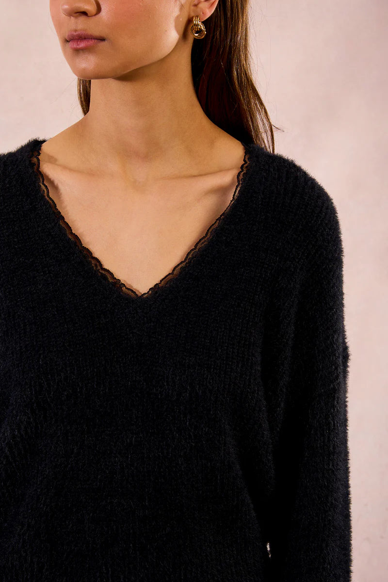 Norah Lace Detail V Neck Sweater