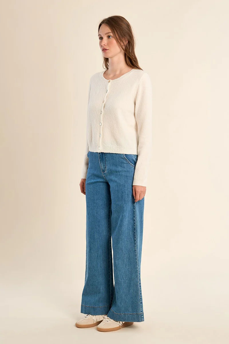 London Soft Knitted Cardigan/Off White