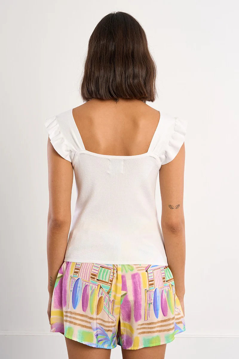 Jolie Ruffle Sleeve Tank Knit Top