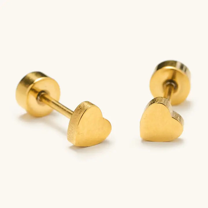 Flat Back Gold Heart Studs Micro Studs
