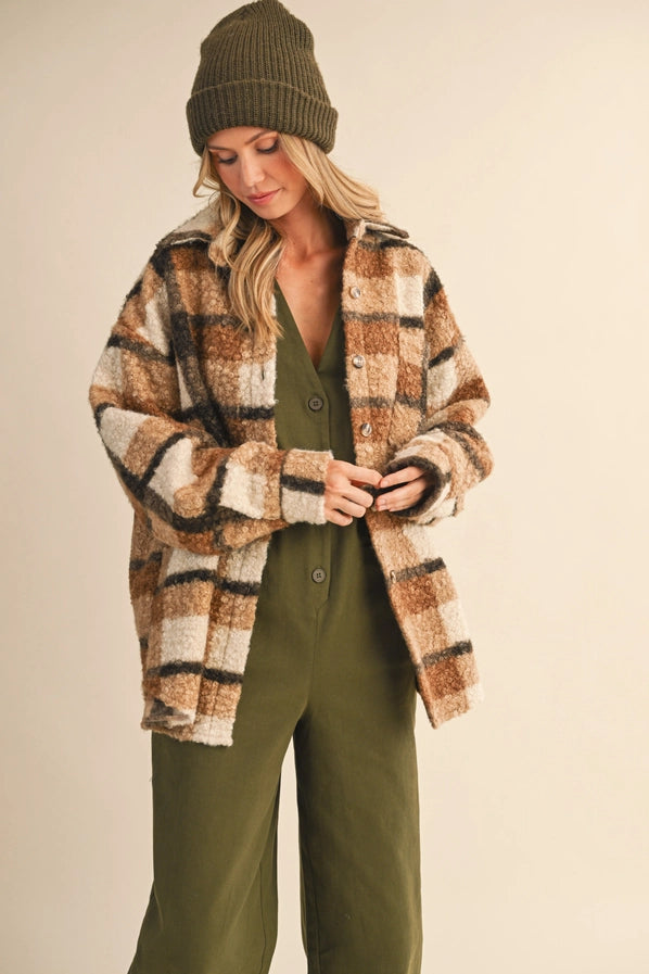 Teddy Plaid Oversized Shacket