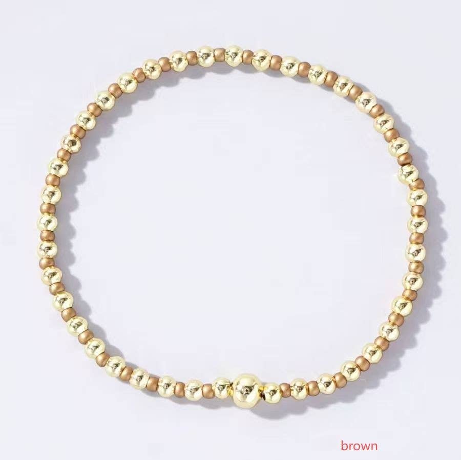 Beaded Stretch Bracelet/Brown