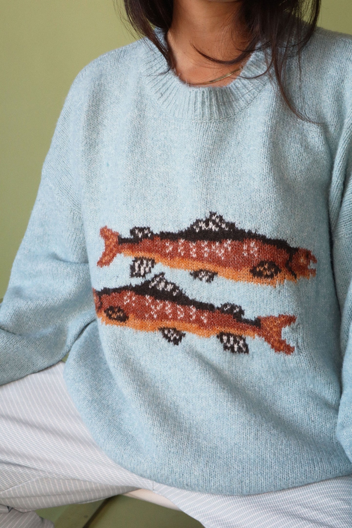 Daisy Blue Trout Graphic Sweater