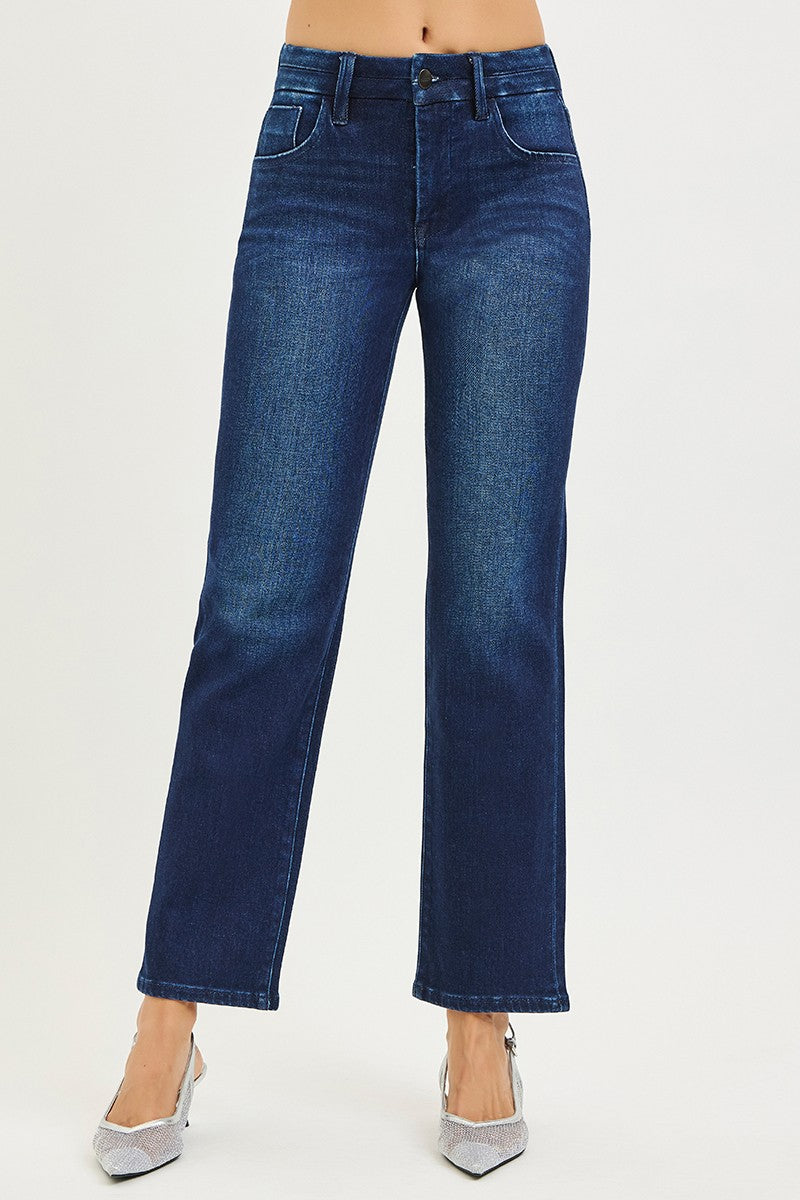 Mid Rise Ankle Length Straight Leg Denim