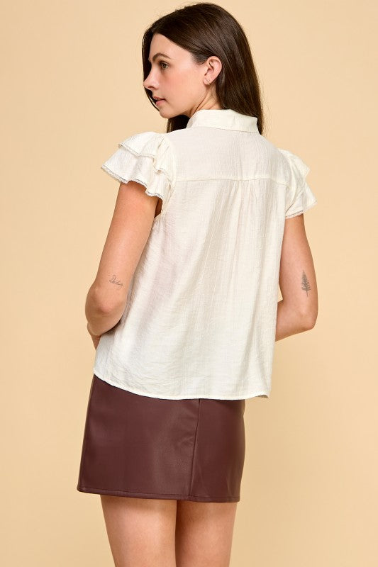 Ember Lace Detail Button Down Blouse