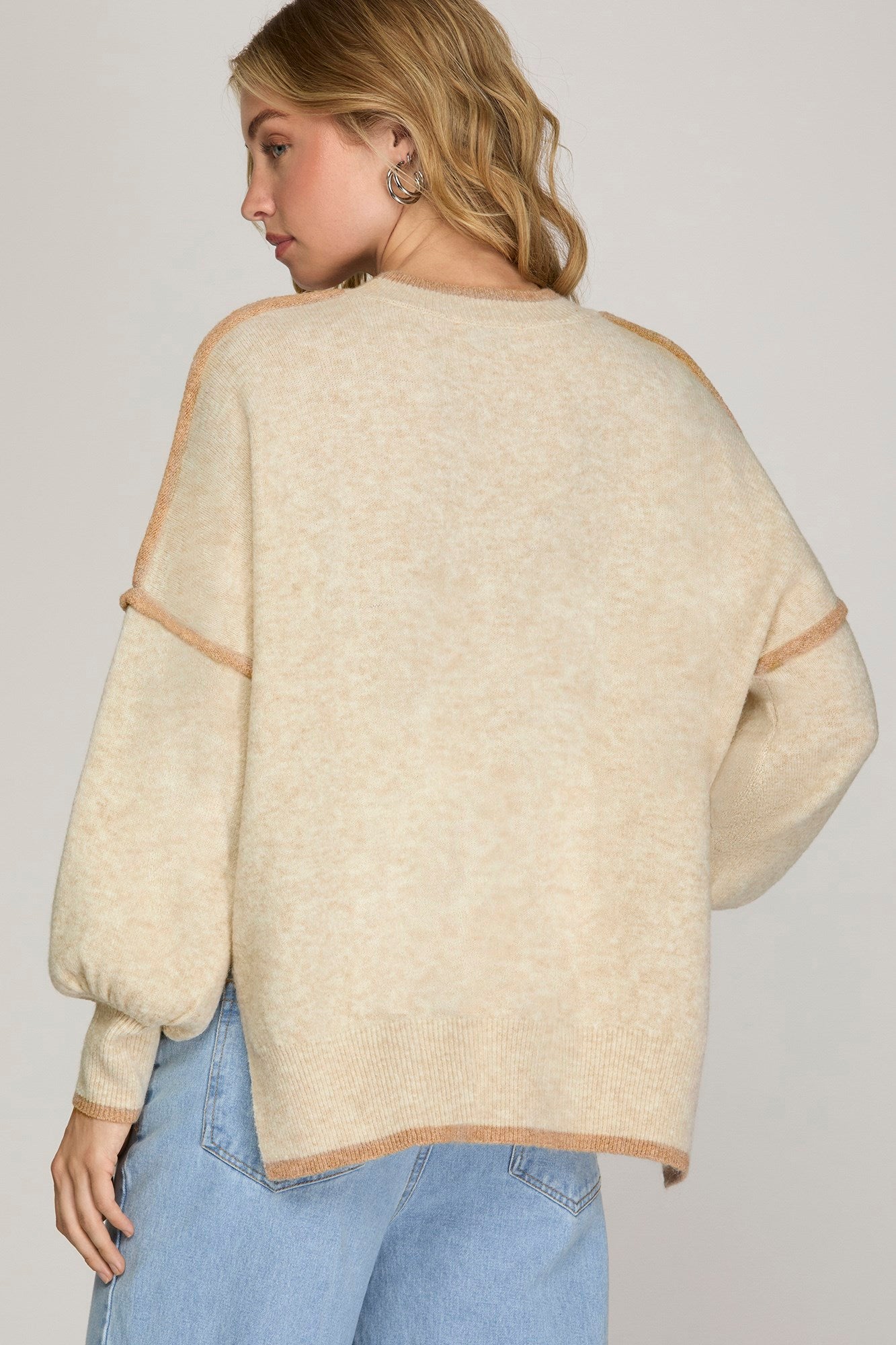 Sylvie Contrast Sweater Top/Oatmeal