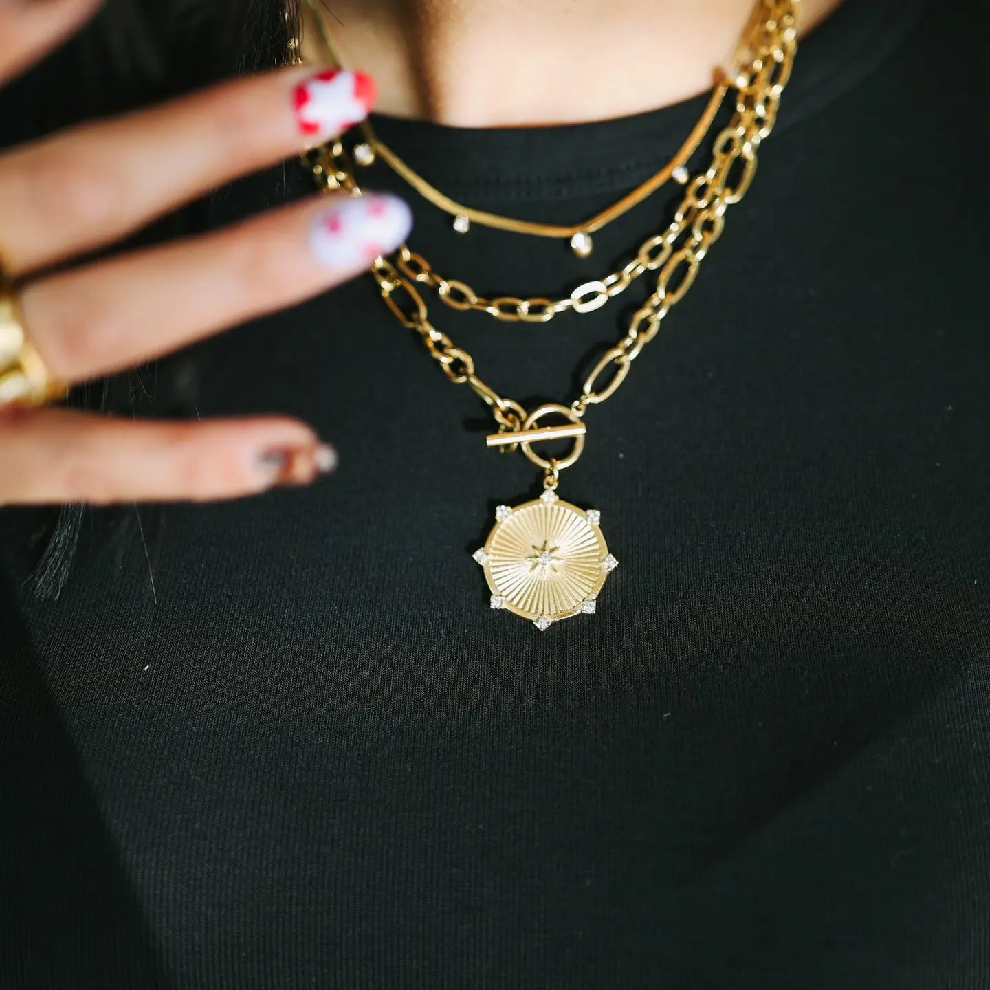Raylee Toggle Starburt Coin Necklace
