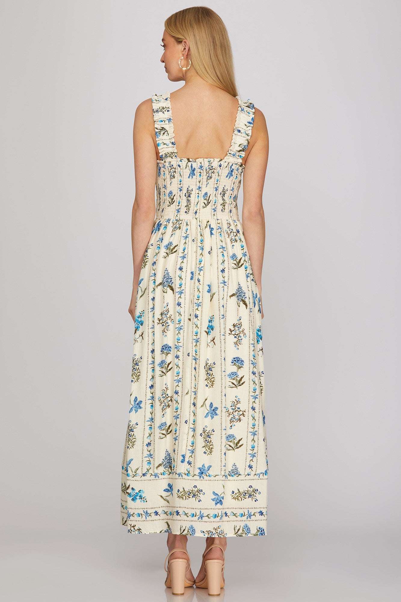 Chloe Floral Print Maxi Dress/Blue