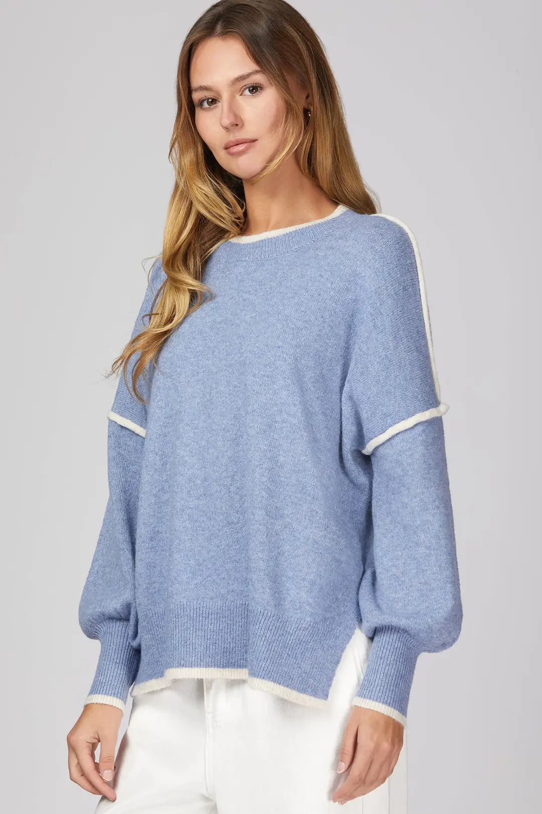 Sylvie Contrast Sweater Top/Blue