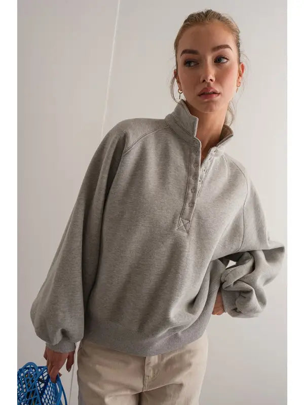 Piper Snap Button Collared Sweater Gray