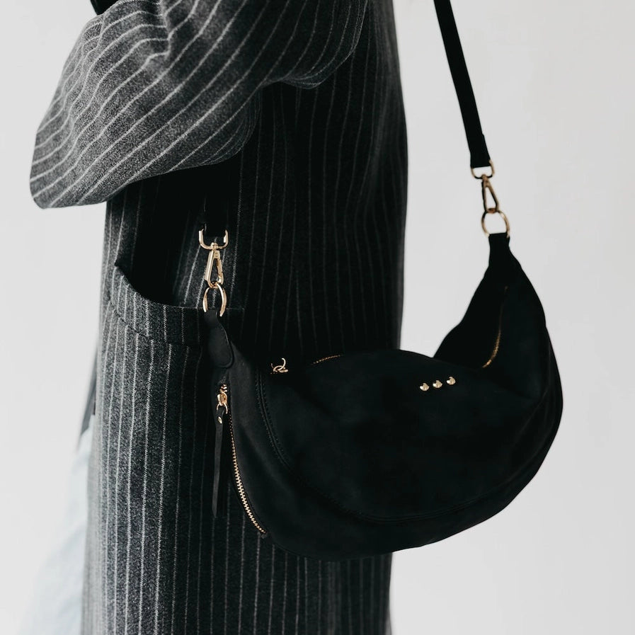 Suede Crossbody Handbag/Blk