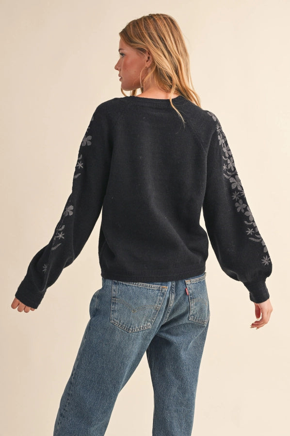 Anne Marie Floral Embroidery Pullover Sweater