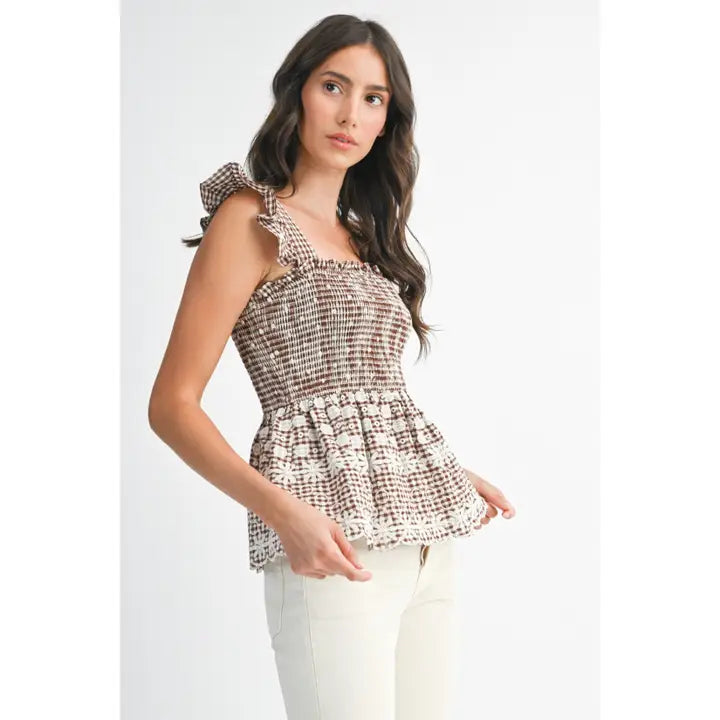 Kelly Gingham Smocked Peplum