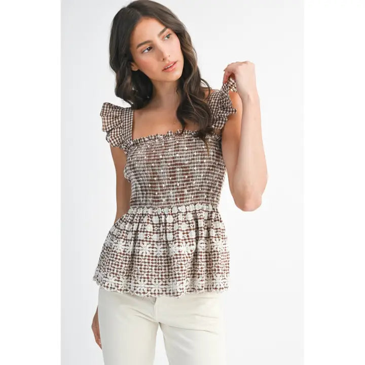 Kelly Gingham Smocked Peplum