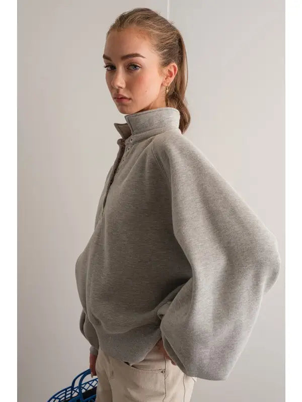 Piper Snap Button Collared Sweater Gray