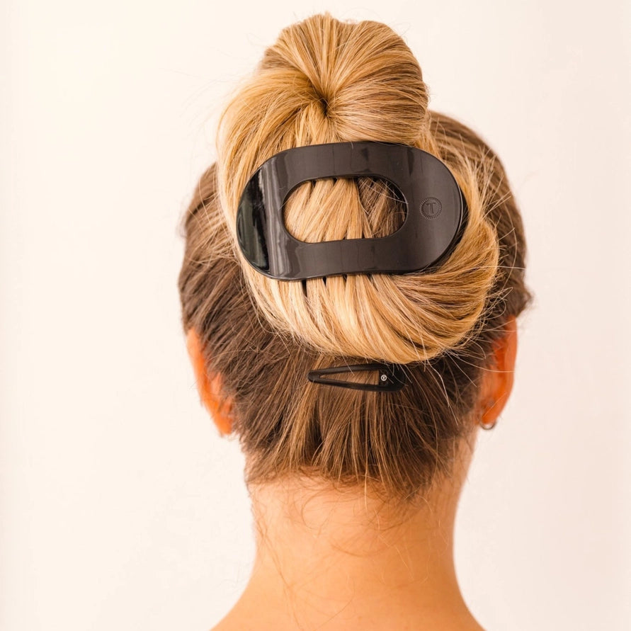 Round Flat Hair Clip Large/Blk