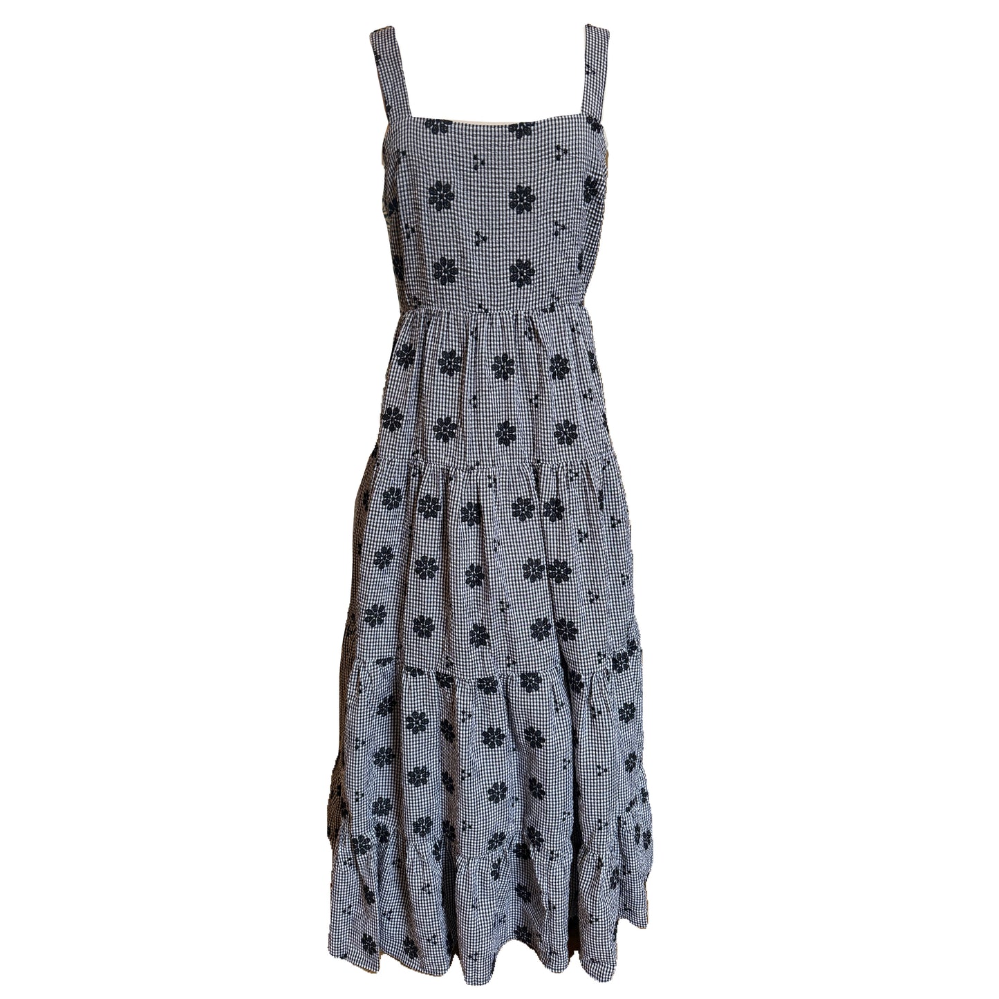 Sofia Black Floral Gingham Dress