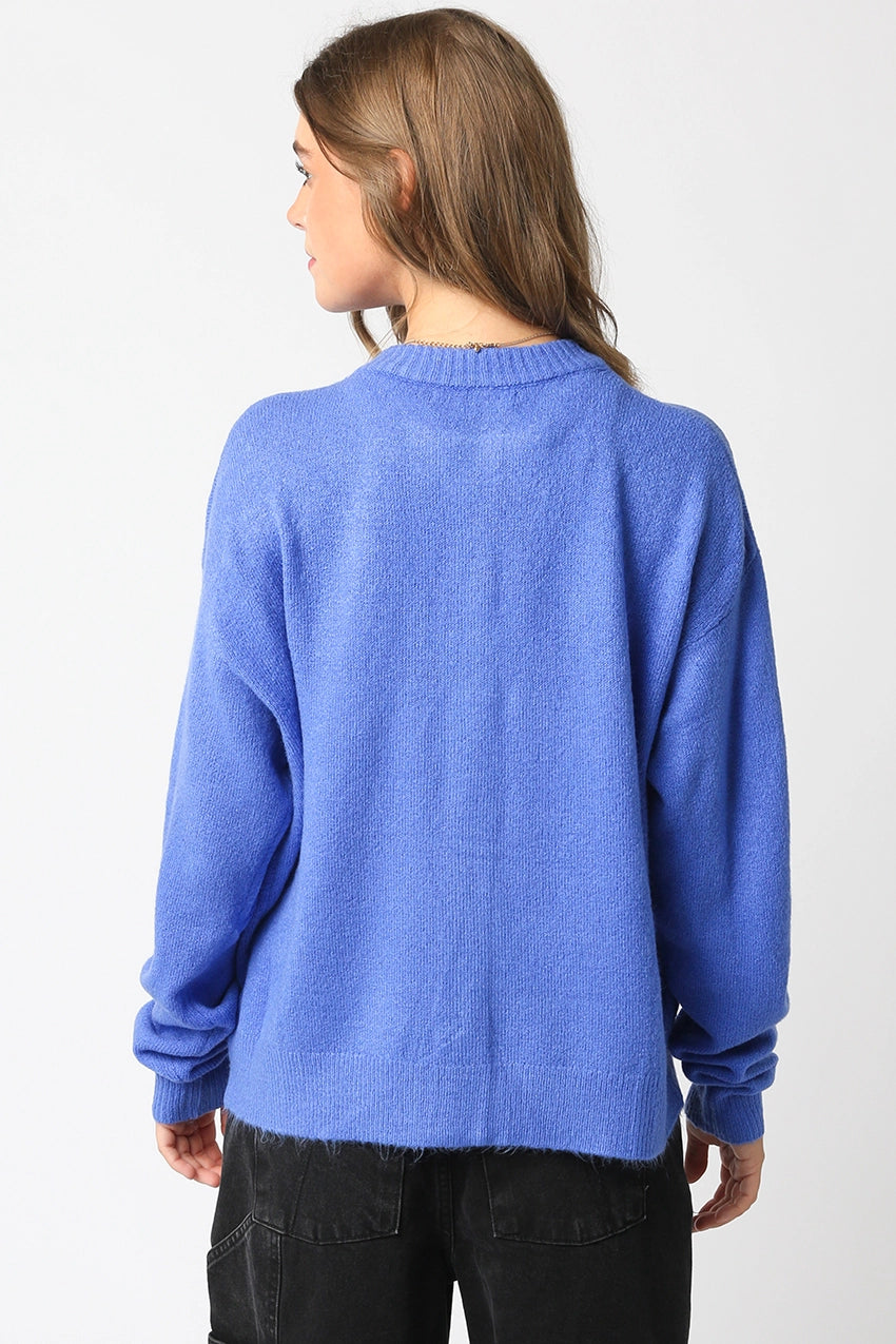 Jillian Oversized Knit Cardigan/Blue