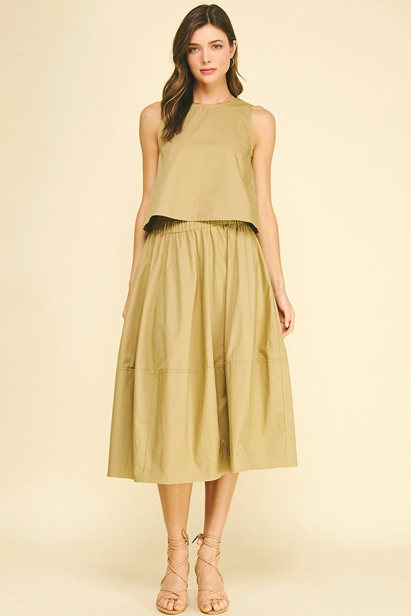 Bridget Solid Poplin Sleeveless Top/Kahiki