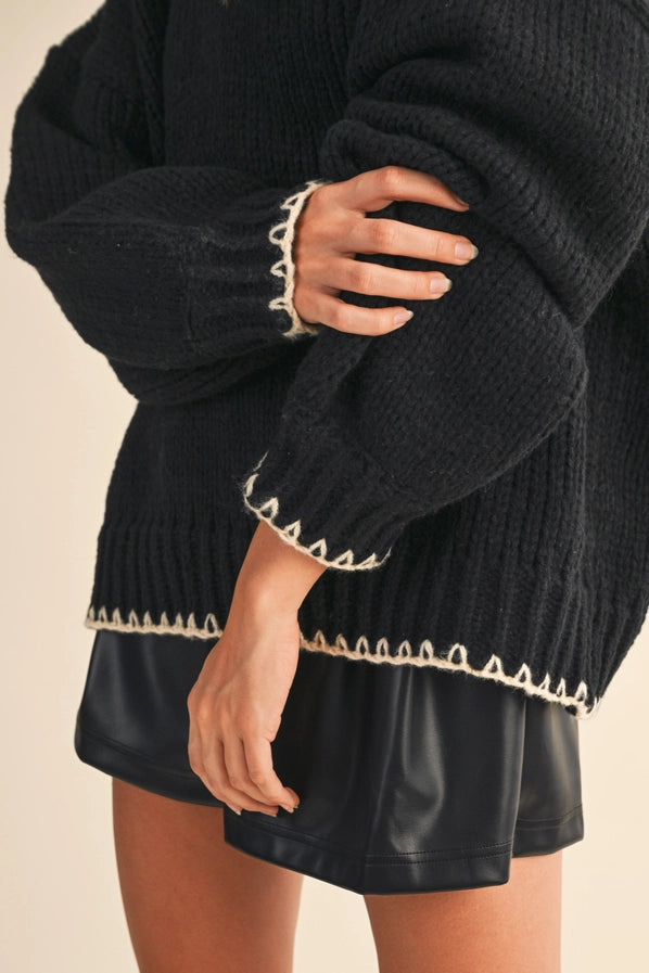 Delaney Oversized Contrast Stitching Sweater