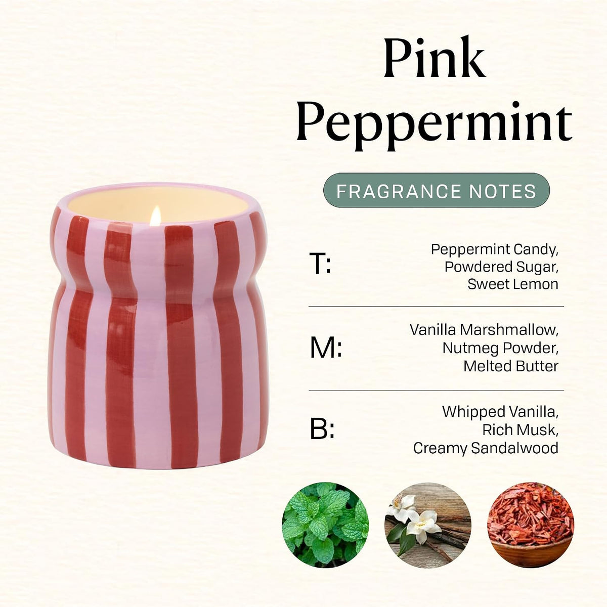 Red/Pink Striped Cabana Peppermint Candle