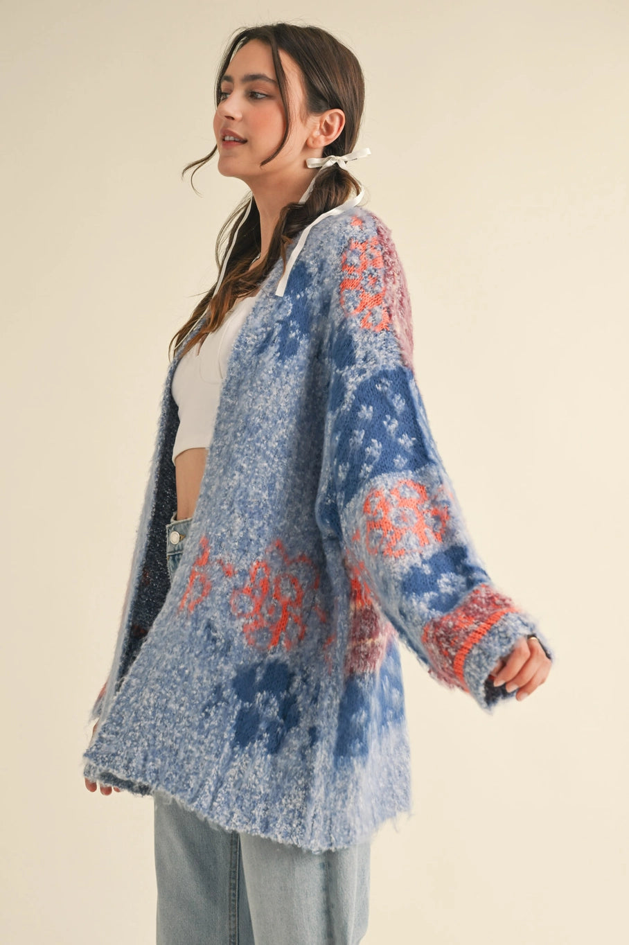 Emma Oversized Floral Knit Cardigan