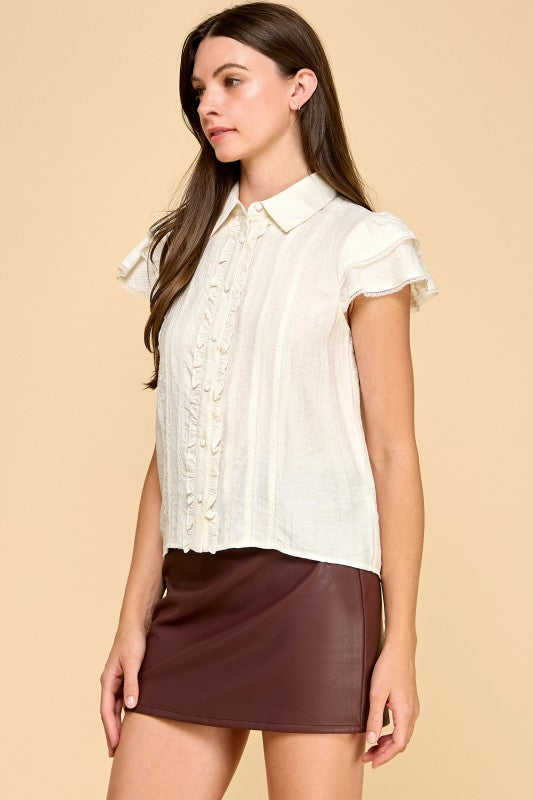 Ember Lace Detail Button Down Blouse