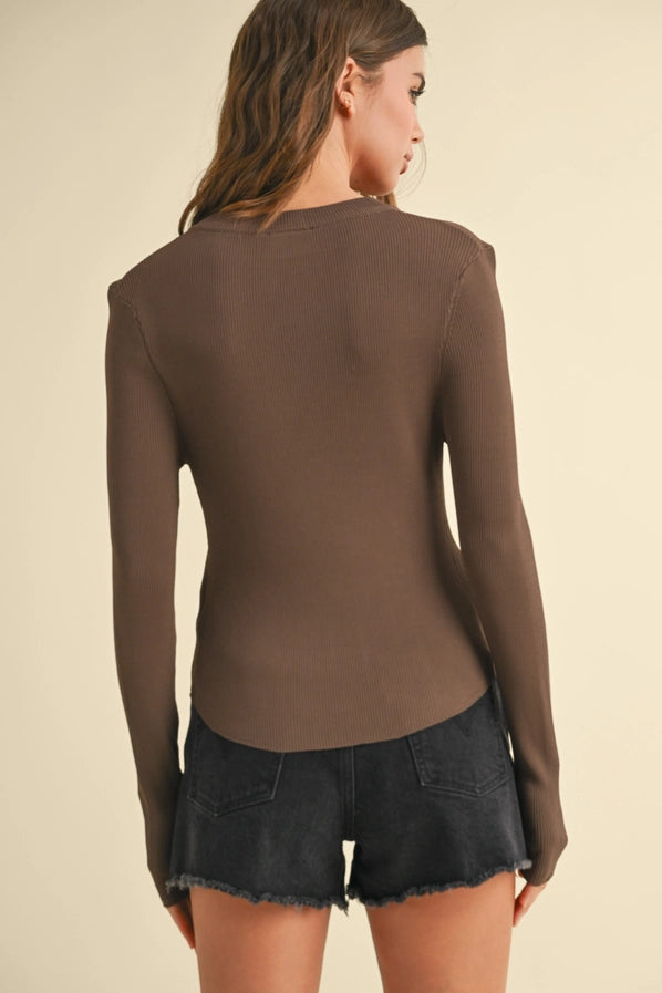 Ella Ribbed Long Sleeve Basic Top