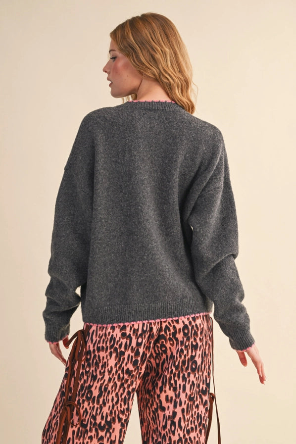 Violet Contrast Scalloped Edge Knit