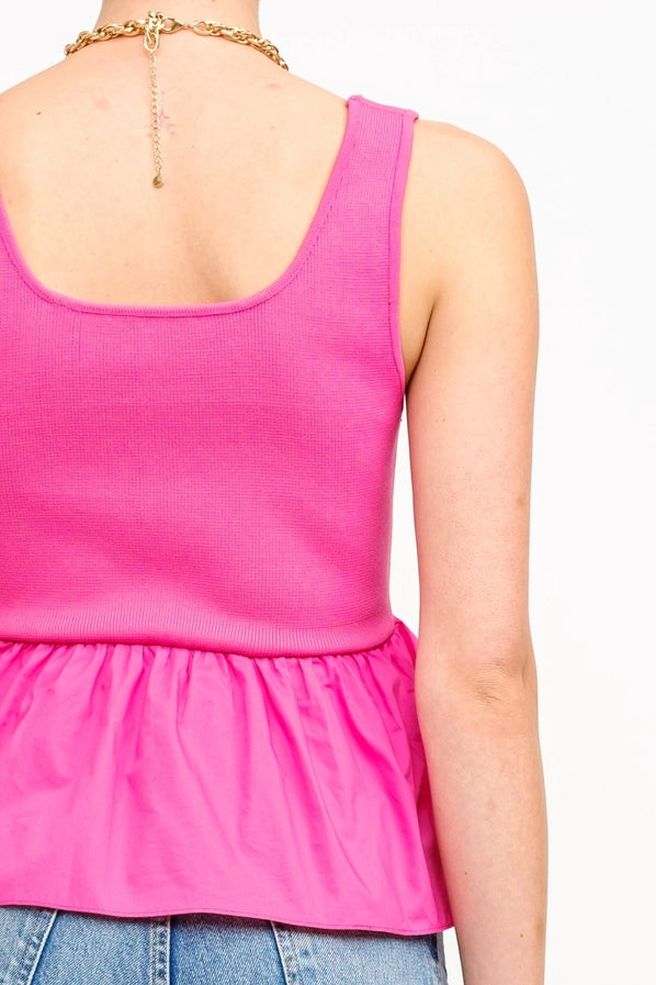 Amanda Mixed Media Peplum Top