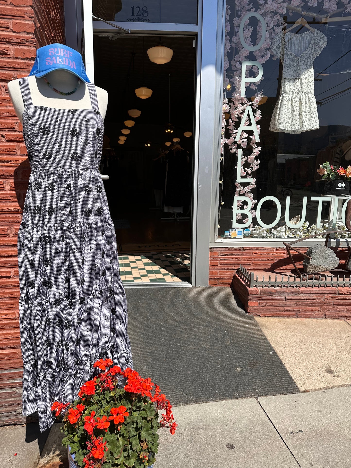 Sofia Black Floral Gingham Dress