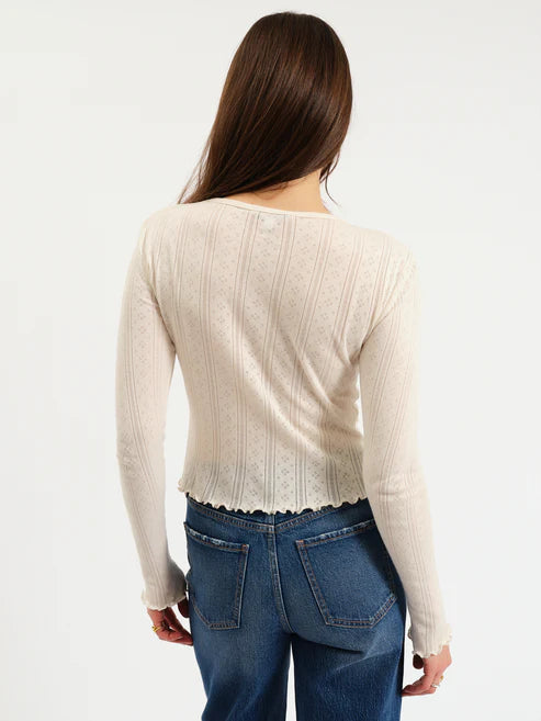 Waverly Pointelle Creneck Long sleeve Top