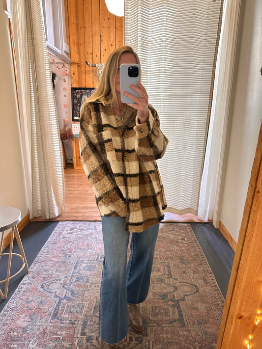 Teddy Plaid Oversized Shacket