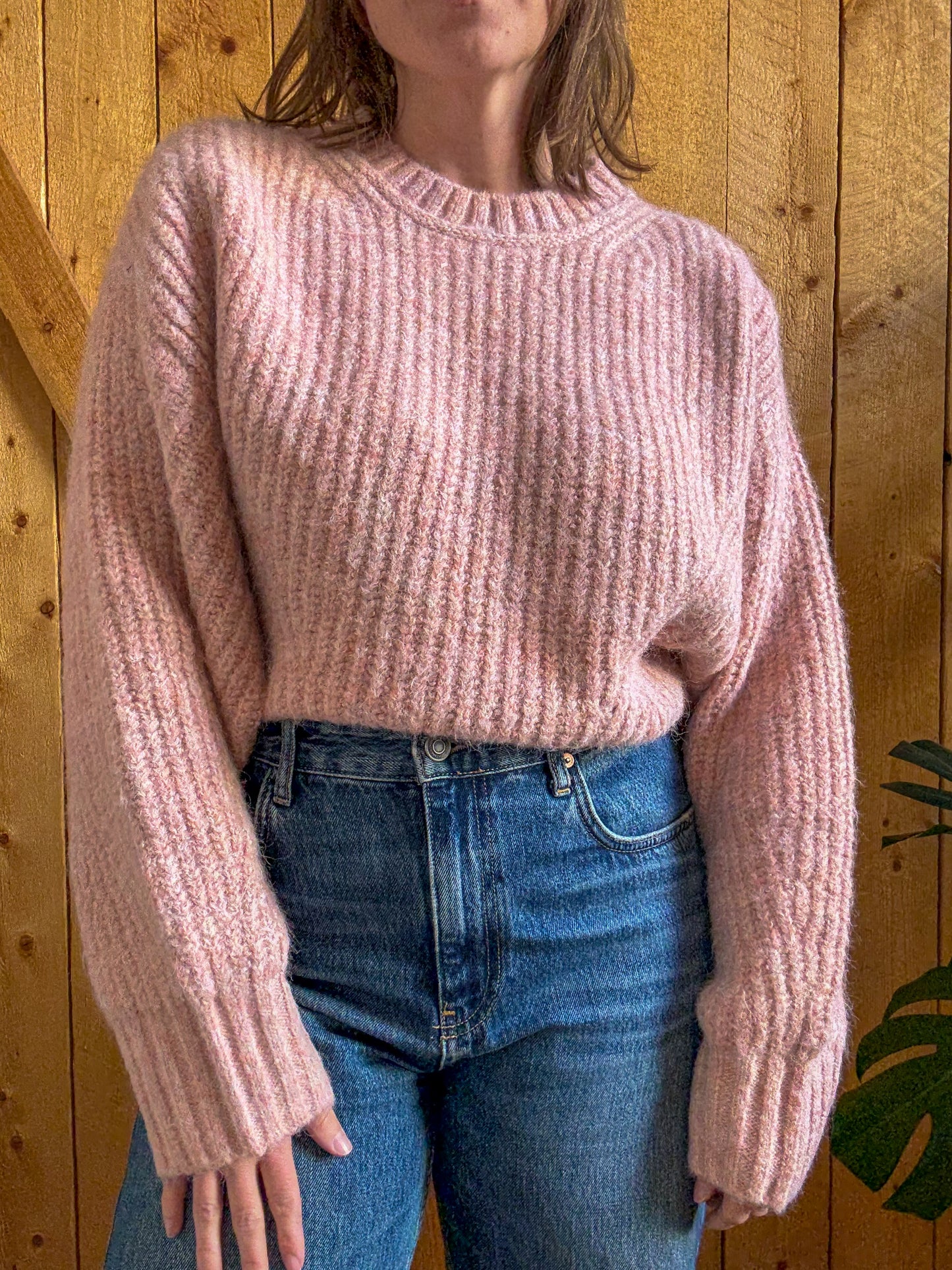 Lola Pink Ribbed Knit Pullover Sweater