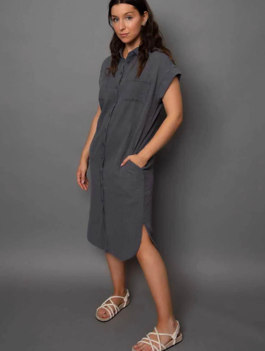 Aira Bubble Gauze Shirt Dress