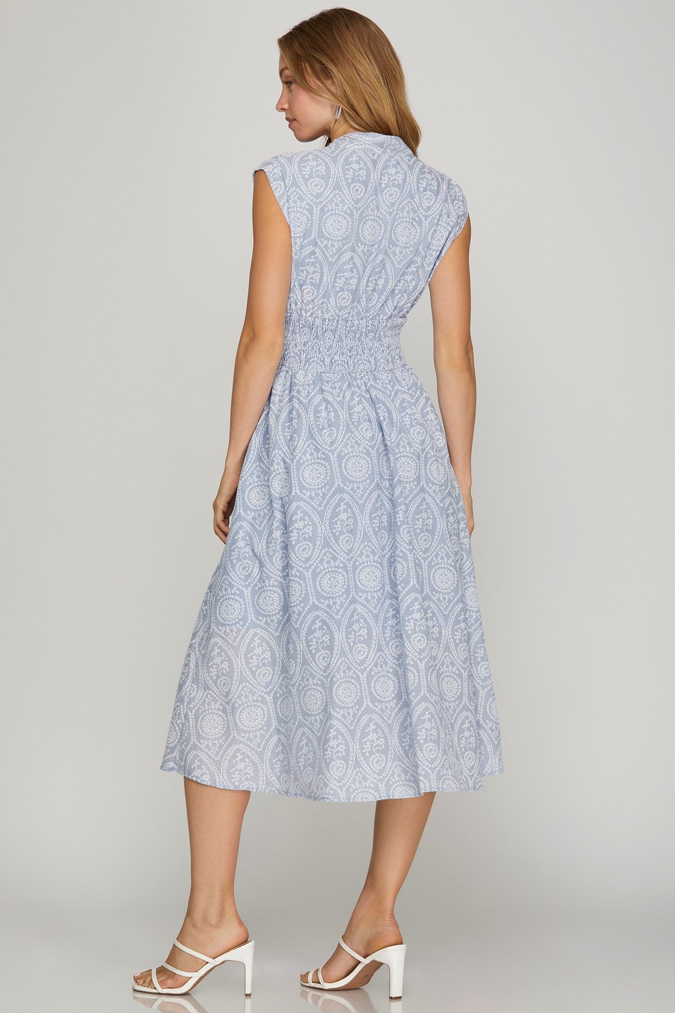 Pheobe Eyelet Printed Midi Zip Dress