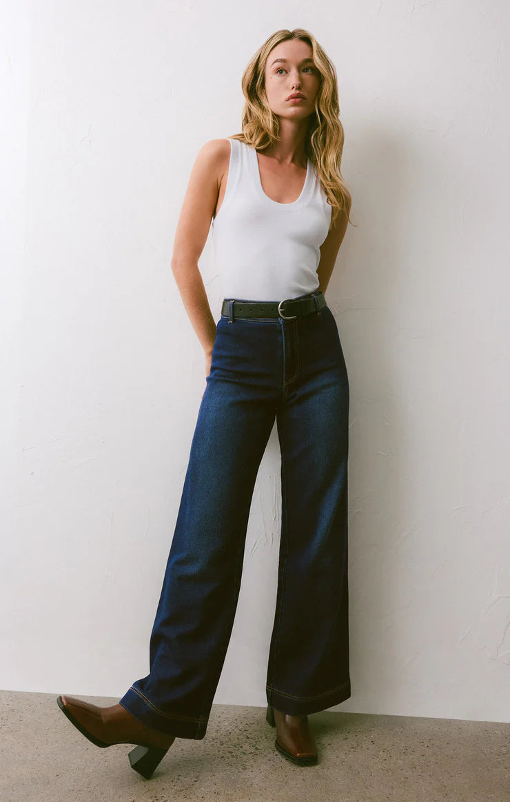 Rilynn Wide Leg Trouser Dark Rinse