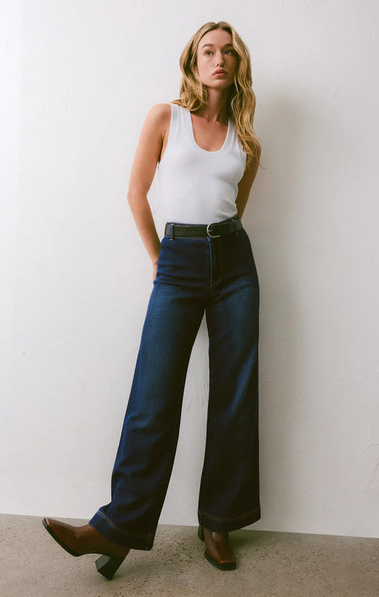 Rilynn Wide Leg Trouser Dark Rinse