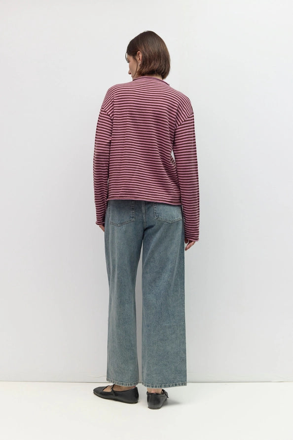 Cierra Striped Mock -neck Sweater