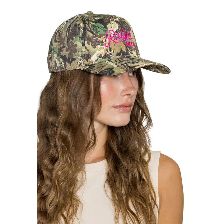 Raising Hell Camo Trucker Hat