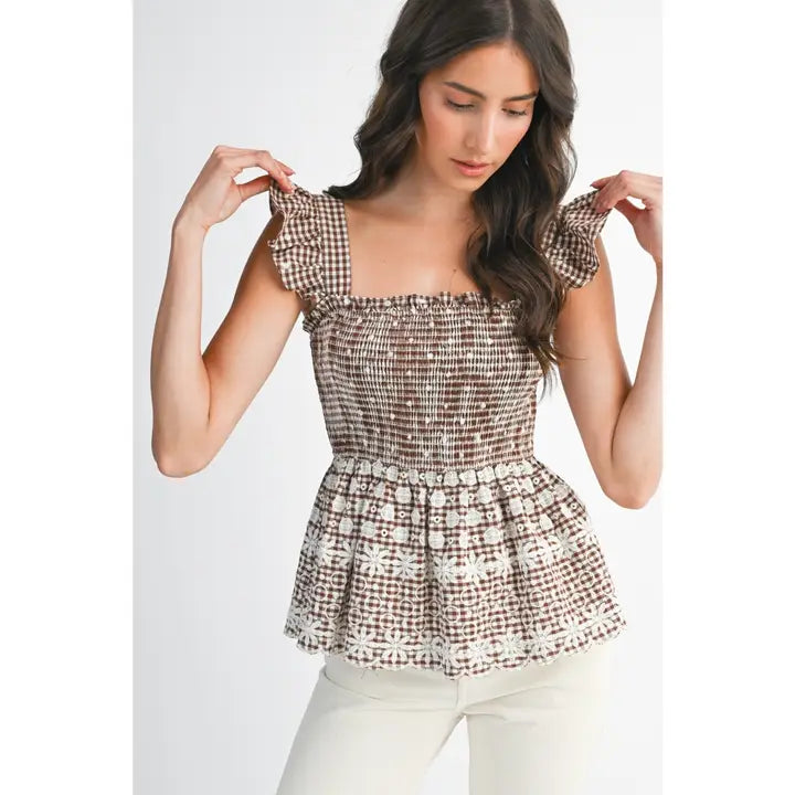 Kelly Gingham Smocked Peplum