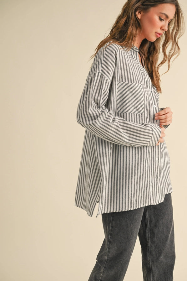 Campbell Striped Button Down Top