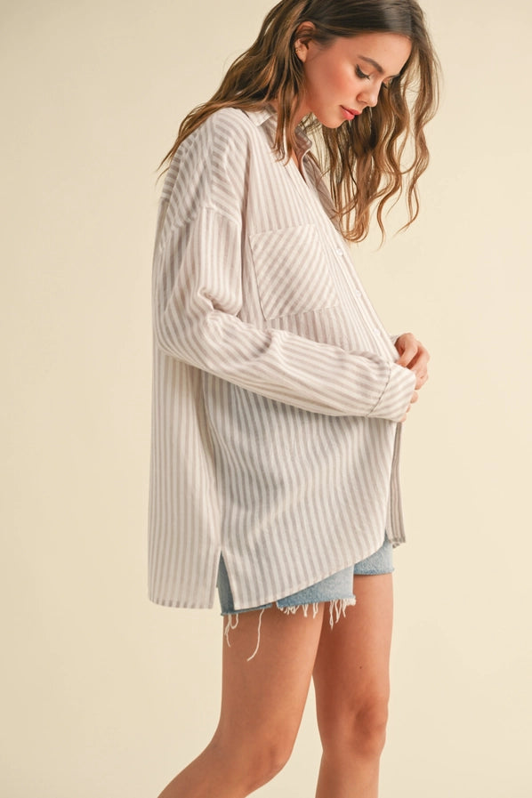 Campbell Striped Button Down Top